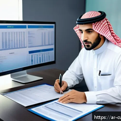 관세사 업무 필수 스킬 - A professional Middle Eastern customs agent in a modern office, attentively studying updated legal d...