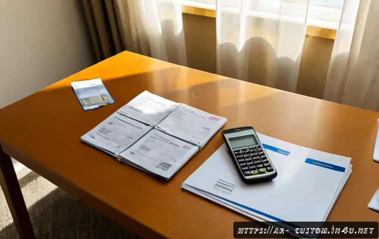 관세사 시험 응시료 - Photorealistic overhead view of a young Arab professional at a clean home study desk, comparing an e...